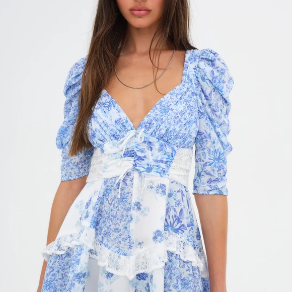 For Love and Lemons Rosalyn Mini Dress blue - Picture 8 of 12